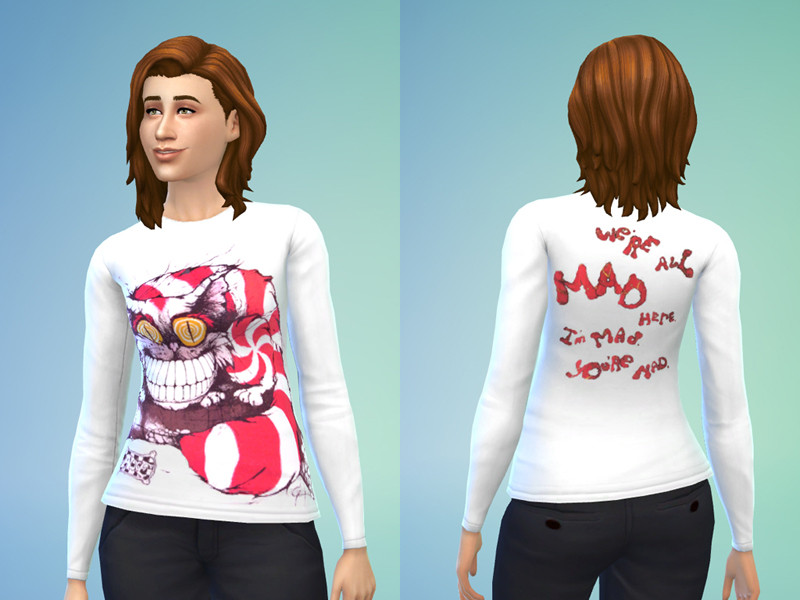 Sims 4 The Sims Resource | Andazia Cheshire Cat Long-Sleeved T-Shirt - Female by TSR Creator