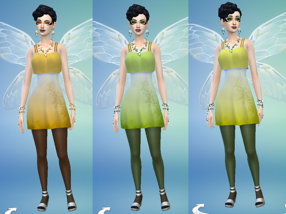 Sims 4 - Nature Fairy Dress (no wings) by Xyliax - Nature patterned dress w...