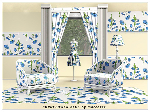 Sims 3 — Cornflower Blue_marcorse by marcorse — Fabric pattern - wild flowr of the cornfields - the blue cornflower.