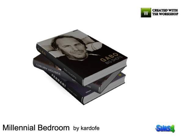 Sims 4 — kardofe_Millennial Bedroom_Books by kardofe — Group of three stacked books