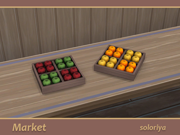 Sims 4 — Market Fruits by soloriya — Fruits in a wooden crate. Part of Market set. 2 color variations. Category:
