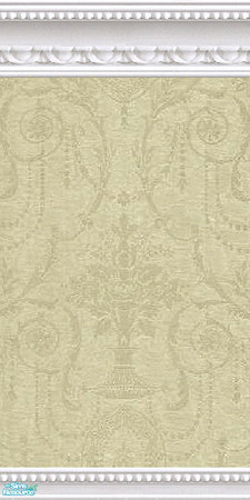 Sims 2 — jsf2WMBGSageDamask by jsf — A light green, scrolled damask wallpaper encased in my white marble beaded moulding