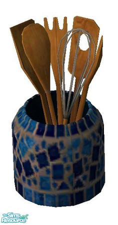 Sims 2 — Blue Mosaic Utensil Silo by RhondaBlonda — 