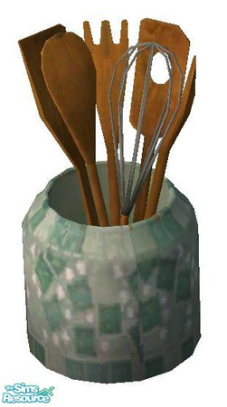 Sims 2 — Green Mosaic Utensil Silo by RhondaBlonda — 