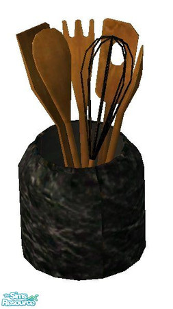 Sims 2 — Black Marble Utensil Silo by RhondaBlonda — 
