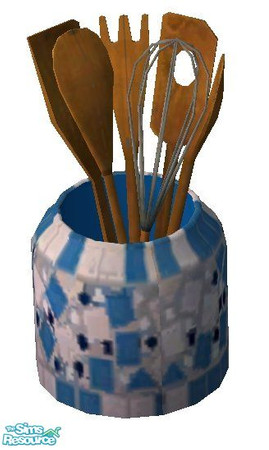 Sims 2 — Light Blue Mosaic Utensil Silo by RhondaBlonda — 
