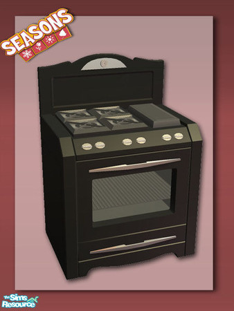 Sims 2 — Seasons Cowpoke Stove - Black by Shakeshaft — Part of a set of recolours of the Seasons new Cowpoke Stove in