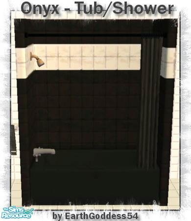 Sims 2 — Onyx Bathroom - Tub/Shower Combo by EarthGoddess54 — Black tub/shower combo with white tiled stripe and black