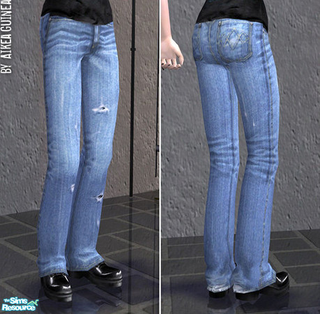 Sims 2 — Teen Female Jeans - Light Untucked by aikea_guinea — Light wash untucked recolor of mesh 'Teen Femle Fitted