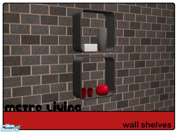 Sims 2 — 'Metro' wall shelves by prin6je — Two wooden wall shelves with rounded corners. *UPDATED* - now actually