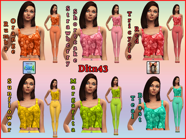 Sims 4 — NyGirlS4 Draped Crop Tank Floral Recolors - mesh needed by dltn43 — This is a recolor of NyGirlS4 Draped Crop