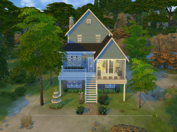 Sims 4 — Misty Isle-No CC by JanisaSims — A three-story home on The Dock Den 30x20 lot in Windenburg. 3 bedrooms and 3