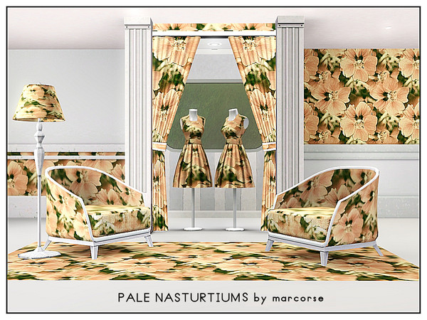 Sims 3 — Pale Nasturtium_marcorse by marcorse — Themed pattern: pale pinky/yellow nasturtiums - real flowers for your