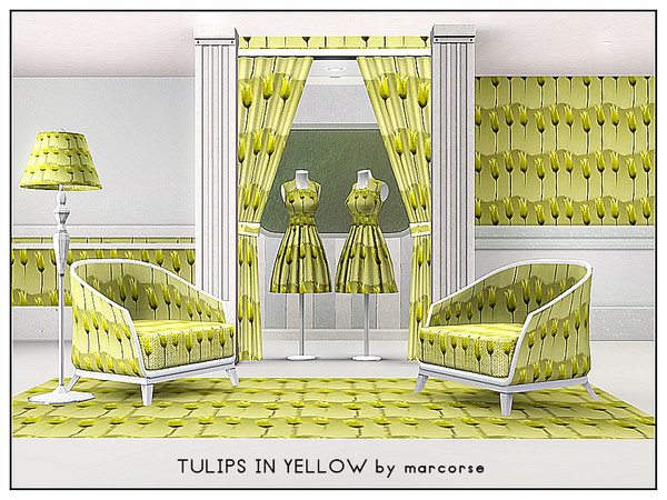 Sims 3 — Tulips in Yellow_marcorse by marcorse — Themed pattern. Yellow tulips on yellow - real flowers for your decor