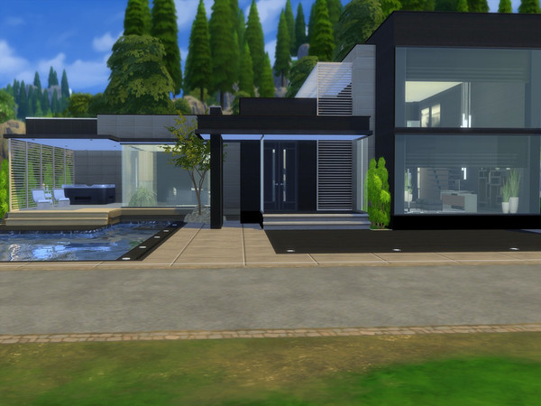 Sims 4 — Layton by Suzz86 — Modern Home featuring kitchen with breakfast bar ,dining area and livingroom with fireplace.