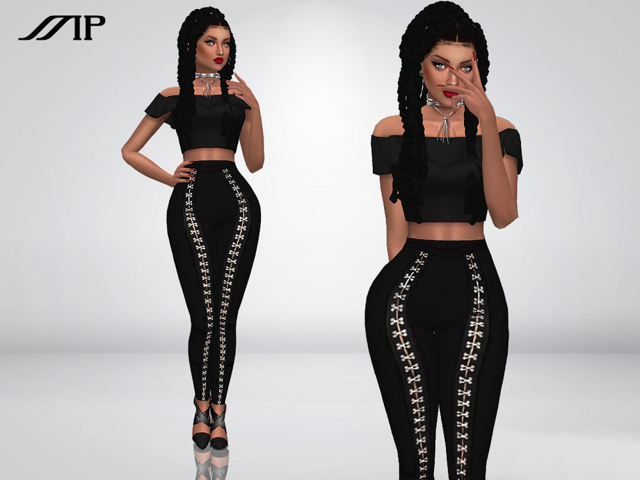 The Sims Resource - MP High Waist Snap Fastener Stretchy Leggings
