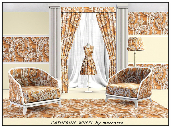Sims 3 — Catherine Wheel_marcorse by marcorse — Abstract pattern: abstract firework shape in bright tan, brown and white