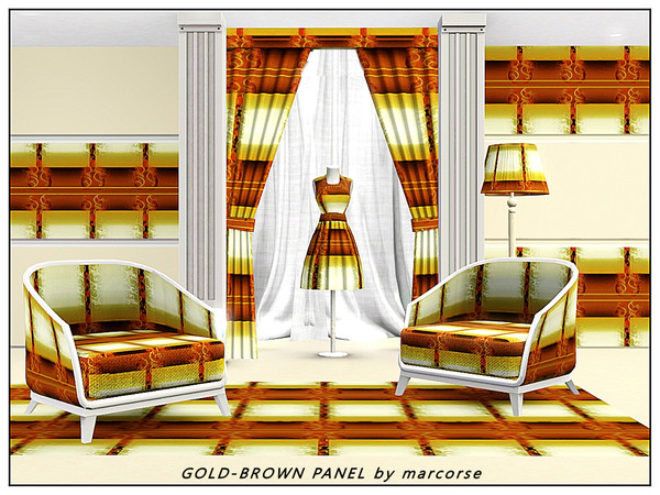Sims 3 — Gold-Brown Panel_marcorse by marcorse — Abstract pattern. vertical panels in gold and brown.