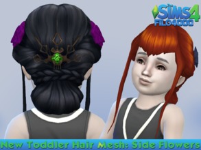 Sims 4 — Toddler Hair 06: Side Flowers by filo40002 — New adult to toddler mesh conversion haircut, the side flowers.