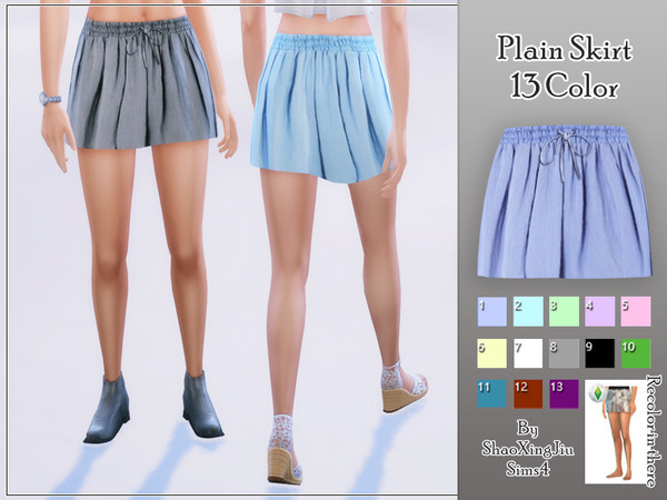 Sims 4 — Plain Skirt - 13 Color by jeisse197 — Category : everyday/skirt Age : Teen ~ older Mesh : By EA (Base Game)