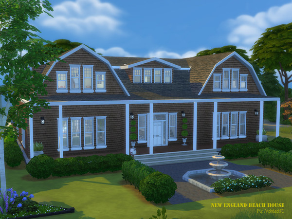 Sims 4 — New England Beach House by ArchitectTC — Classicly designed New England Beach House. This build was inspired by