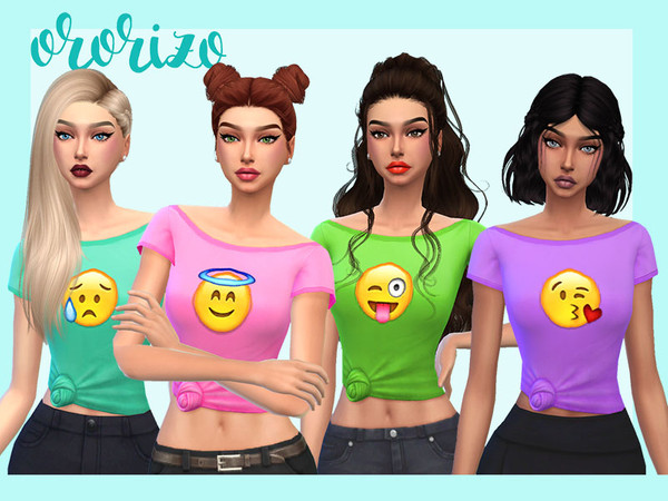 Sims 4 — Emoji Top - Part 1 - Backyard needed by Ororizo — - Emoji Top with 4 diffrent Emojis. - CAS Thumbnail - Can be