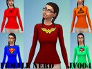 Sims 4 — Female Nerd JV004 by JayVader — Various long sleeve nerd themed shirts for females