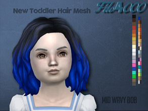 Sims 4 — Toddler Hair 08: Mid Wavy Bob by filo40002 — Adult toddler hair mesh conversion. There's like 20 normal base