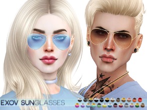 Sims 4 — EXOV Sunglasses by Pralinesims — Aviator sunglasses in 25 colors, all genders.