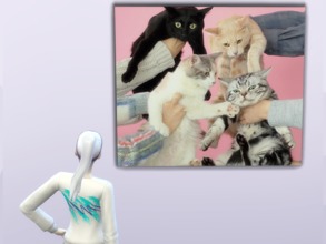 Sims 4 — 4 Weird Looking Cats With A Pink Background Painting by filo40002 — This is the album art for Kinoko Teikoku's