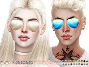 Sims 4 — EXOV Mirrored Sunglasses (UPDATE) by Pralinesims — Mirrored aviator sunglasses in 20 colors, all genders. Yes,