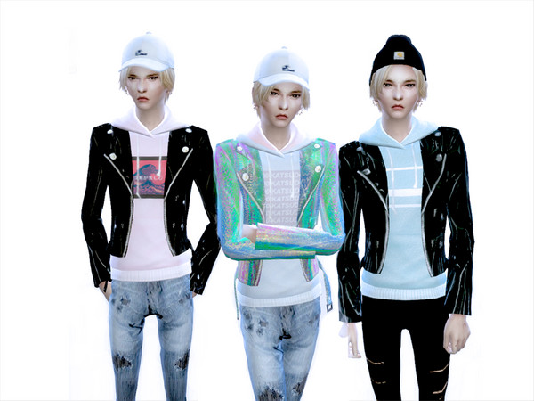 Sims 4 — Noodlecupwars - Leather Jacket/Jumper set City Living needed by noodlecupwars — A five piece recolour of the