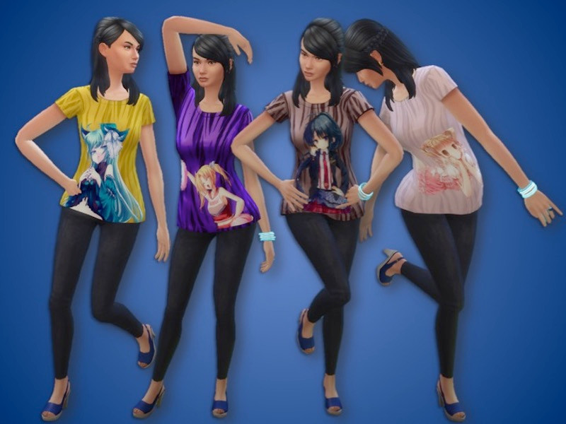 Sims 4 The Sims Resource | Anime Zebra Shirt by TSR Creator