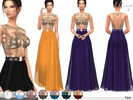 Sims 4 — Jewel Embellished Dress by ekinege — Gown with embellished bodice and open back. 10 different colors. Custom