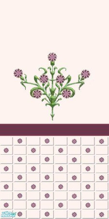 Sims 2 — Pretty Flower Wall Tile in Rose by Louisa — A wall to match the Maxis Pretty Flower Floor Tile in Rose.