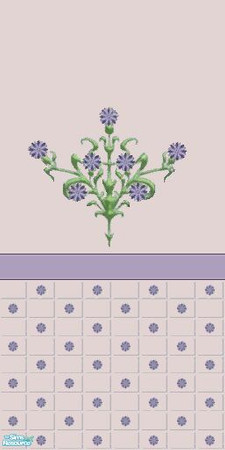 Sims 2 — Pretty Flower Wall Tile In Purple by Louisa — A wall to match the Maxis Pretty Flower Floor Tile in Purple.