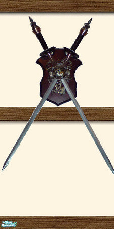 Sims 2 — Fencing Sabres (Various) - Individual It by noslen — Fencing Sabres on Maxis' Ivory Paste wall.