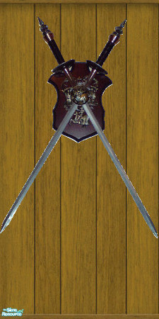 Sims 2 — Fencing Sabres (Various) - Individual It by noslen — Fencing Sabres on the Maxis 70's Panelling.