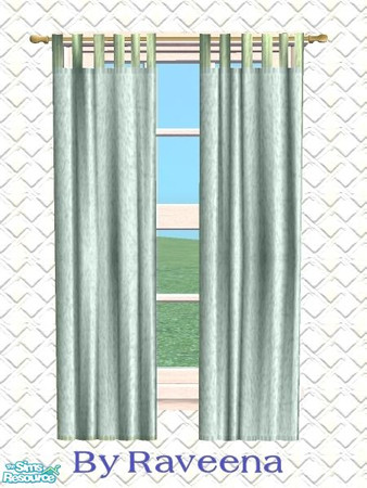 Sims 2 — Traditional Curtain - Turquoise by Raveena — You need BitzyBus's mesh for this object to work in your game.