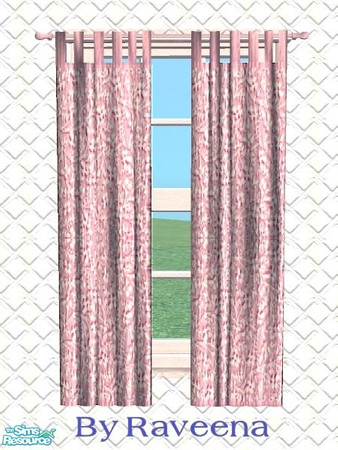 Sims 2 — Traditional Curtain - Pink Design by Raveena — You need BitzyBus's mesh for this object to work in your game.