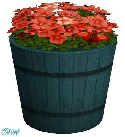 Sims 2 — Teal Barrel of Flowers by RhondaBlonda — 