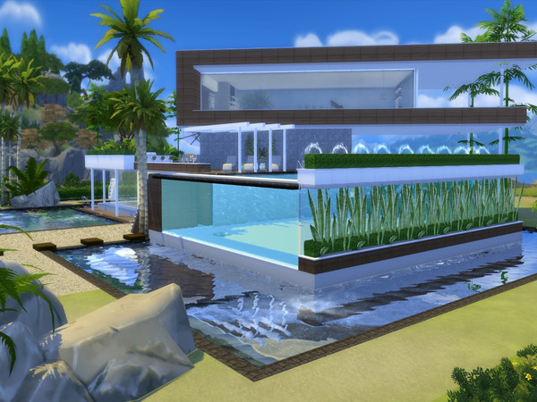 Sims 4 — Modern Exotica by Suzz86 — Modern Home featuring kitchen with breakfast bar ,dining area,and 2 livingrooms. 4