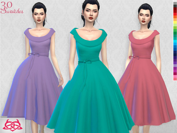 Sims 4 — Romi dress RECOLOR 1 (Needs mesh) by Colores_Urbanos — 30 recolors- solido Need mesh, look at recommended. Your