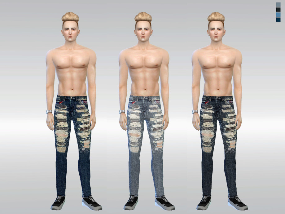 Sims 4 - Hermann Ripped Jeans by McLayneSims - Standalone item 4 Swatches N...