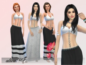 Sims 4 — Quick View by altea127 — Long funny and colorful dress with chain