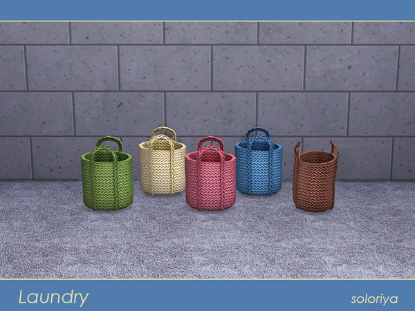 Sims 4 — Laundry Bag by soloriya — Empty wicker bag. Part of Laundry set. 5 color variations. Category: Decorative -