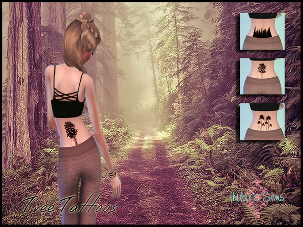 Sims 4 — Tree Tattoo by Ilutar_ — A series of tree tattoos for the lower back. Available for female sims teen to elder