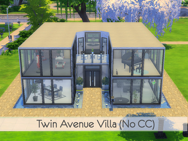 Sims 4 — Twin Avenue Villa (No CC) by Astrogenes — Symmetrical modern villa built on a 30 x 20 lot in Newcrest. It