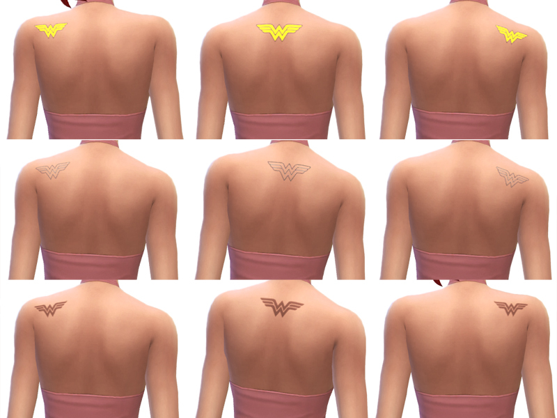 The Sims Resource - Wonder Woman Upper Back Tattoo