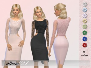 Sims 4 — Sophy dress by altea127 — Soft and romantic dress with lace, available in 11 colors